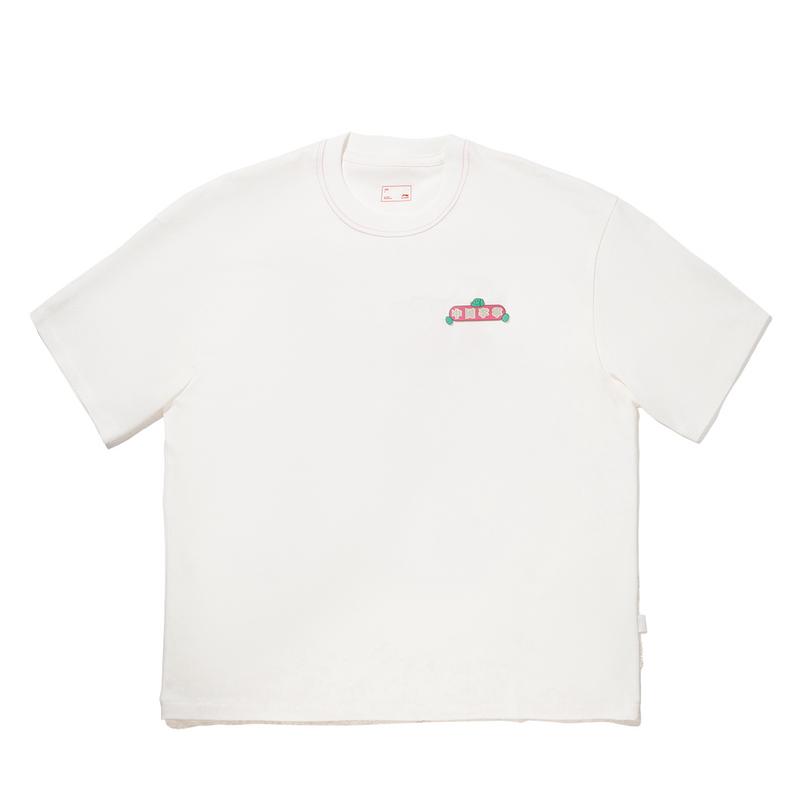 Li Ning X Taka Sha Collaboration Letter Print Breathable Versatile Short Sleeve T-Shirt Unisex Tops Off-White AHSV807-4