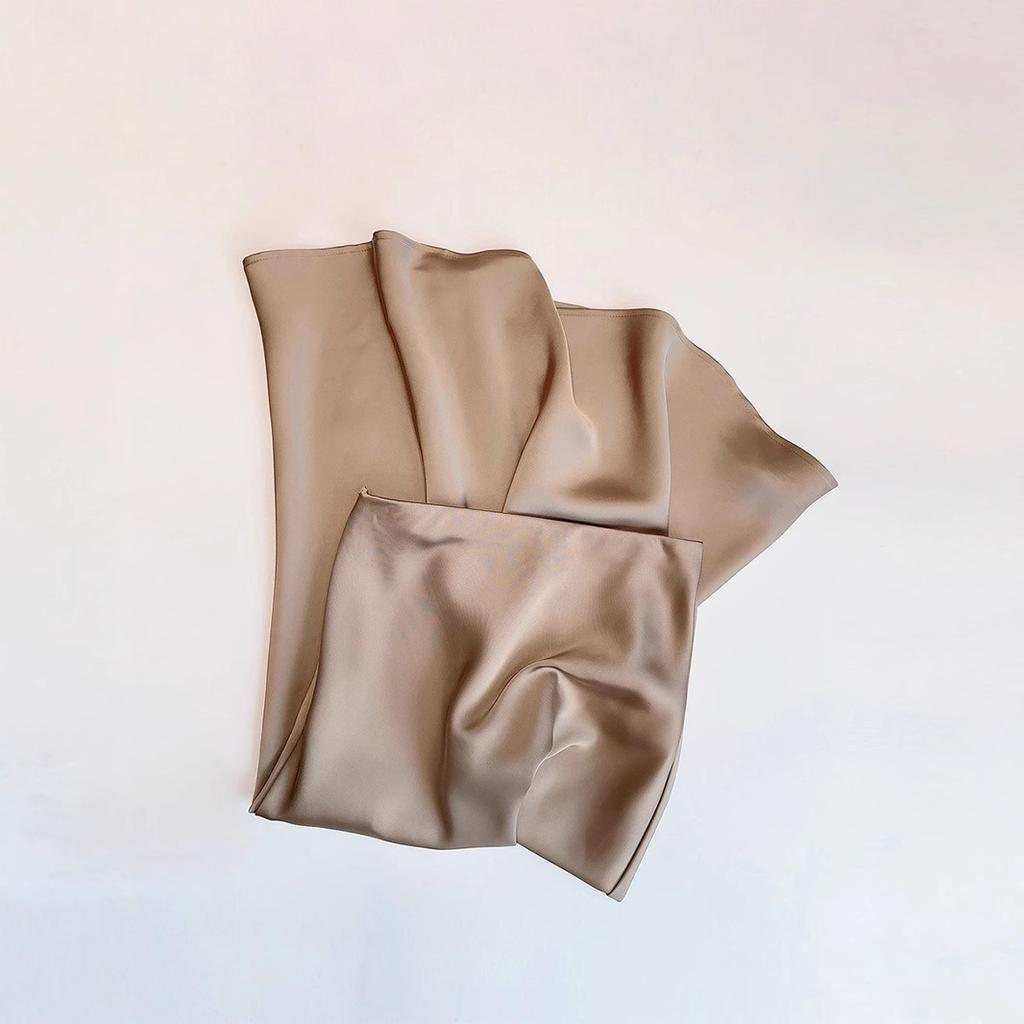 Satin High Waisted Midi Skirts for Women Hidden Elasticized Waistband A Line Flared Skirt Women's Spring Summer Silk Cocktail Flowy A-Line Skirts