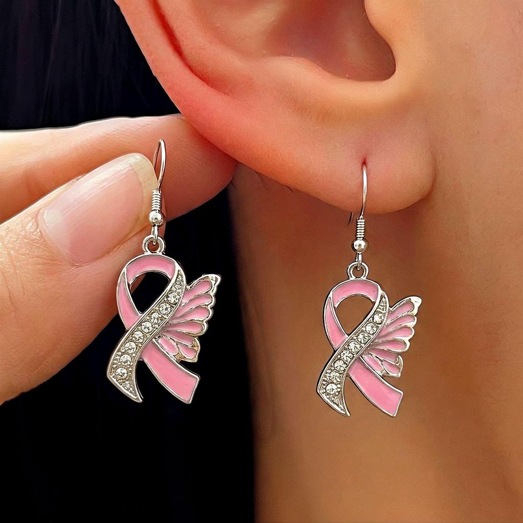 Red Ribbon Breast Cancer & AIDS Awareness Jewelry Set: Necklace, Nurse Bracelet, Badge