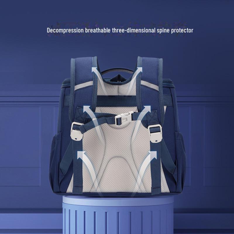 British Style Lightweight Backpack for Elementary Students, Spine Protection, Large Capacity, Grades 1-4