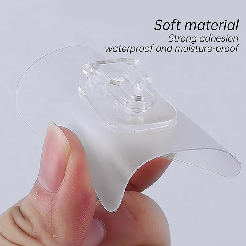 1-10Pairs Double-Sided Adhesive Wall Hooks Transparent Suction Cup Sucker Hooks Bedroom Kitchen Multi-Purpose Organizer Holders