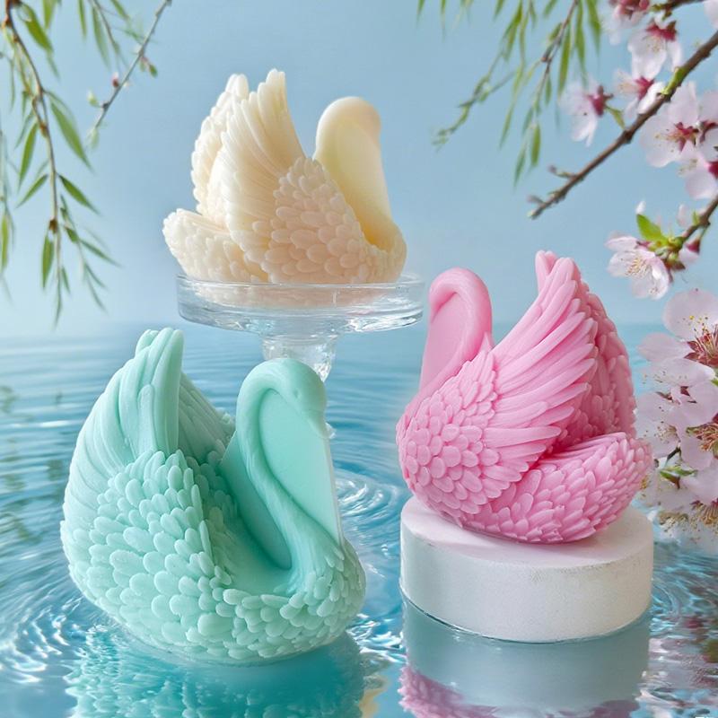 Handmade Aroma Candle Mold DIY Swan Silicone Mold Gypsum Resin Form Home Decoration Craft Making Mould