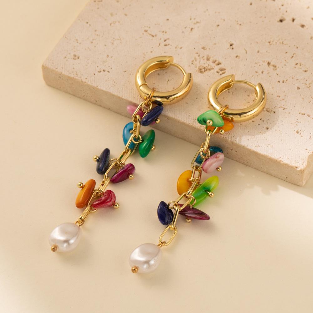 Trendy Irregular Stylish Geometric Earrings With Colorful Stones For Women