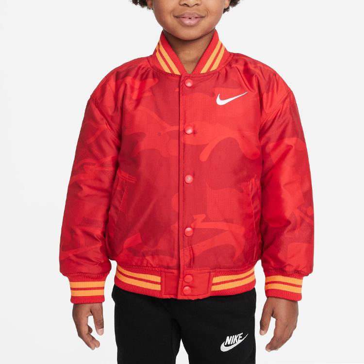Nike Jacket With Striped Trim And Single-Breasted Buttons Kids Jackets University-Red FJ9685-657