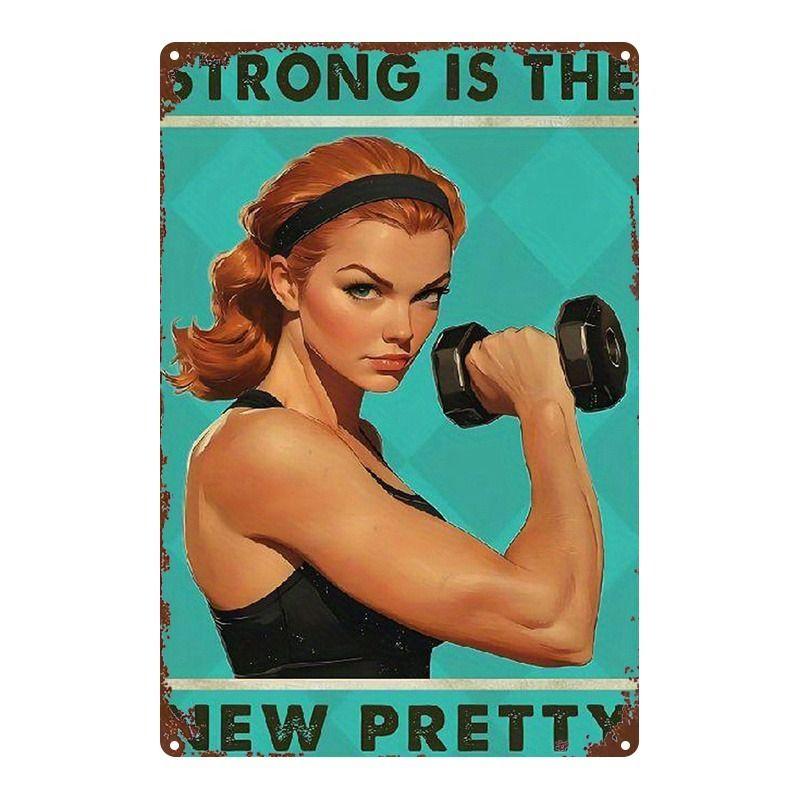 Gym Motivation Metal Tin Sign Fitness Weightlifting Dumbbell Wall Art Decor Home Gym Garage Man Cave Poster Painting