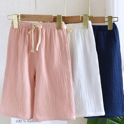 Double Layer Cotton Gauze Wide Leg Pants for Boys and Girls Pure Cotton Outerwear Pants Summer Thin Straight Leg Pants All Cotton Mosquito Proof Pants