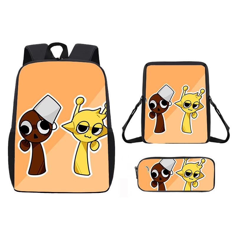Incredibox Sprunki Pattern Backpack Shoulder Bag Pencil Case Three Set Piece