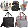 Double Deck Lunch Box Expandable Cooler Bag Insulated Thermal Lunchbox with Shoulder Strap for Work Office Camping Travel