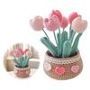 DIY Flower Potted Crochet Kit with Video Tutorials Artificial Small Potted Plants Hand Woven Knitting Kit for Sew Crafts Lovers