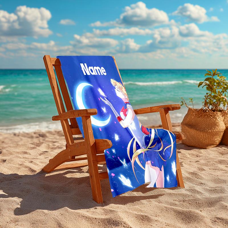 Personalized Customized Proof Beach Towel with Sailor Moon Pattern - Soft, Absorbent,quick-drying,perfect Swimming,camping&bathing