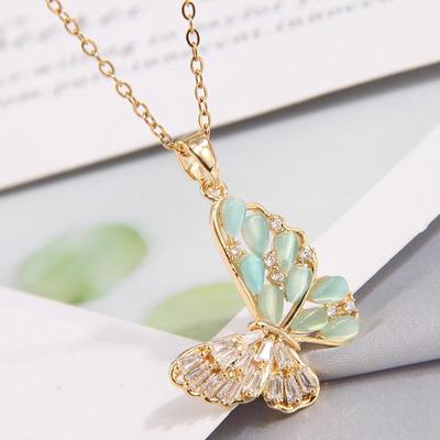 Exquisites Koreanisches Schmetterlings-Zirkonia-Halsketten für Damen - Süßer OL-Stil