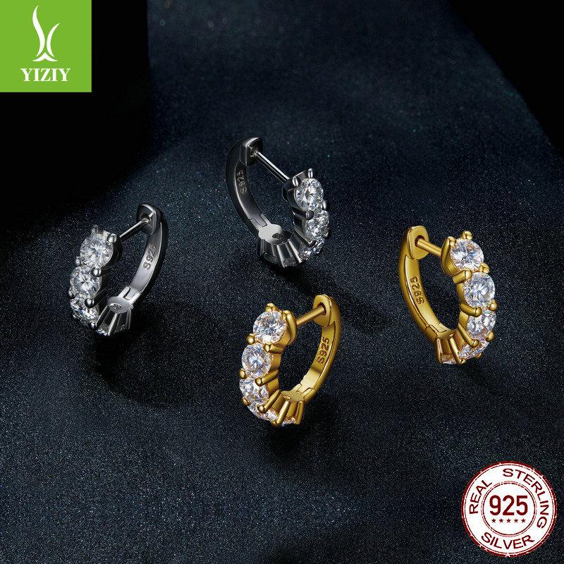 925 Sterling Silver Shining Moissanite Ear Buckles Women'S Wedding Earrings Light Luxury High-End Autumn And Winter