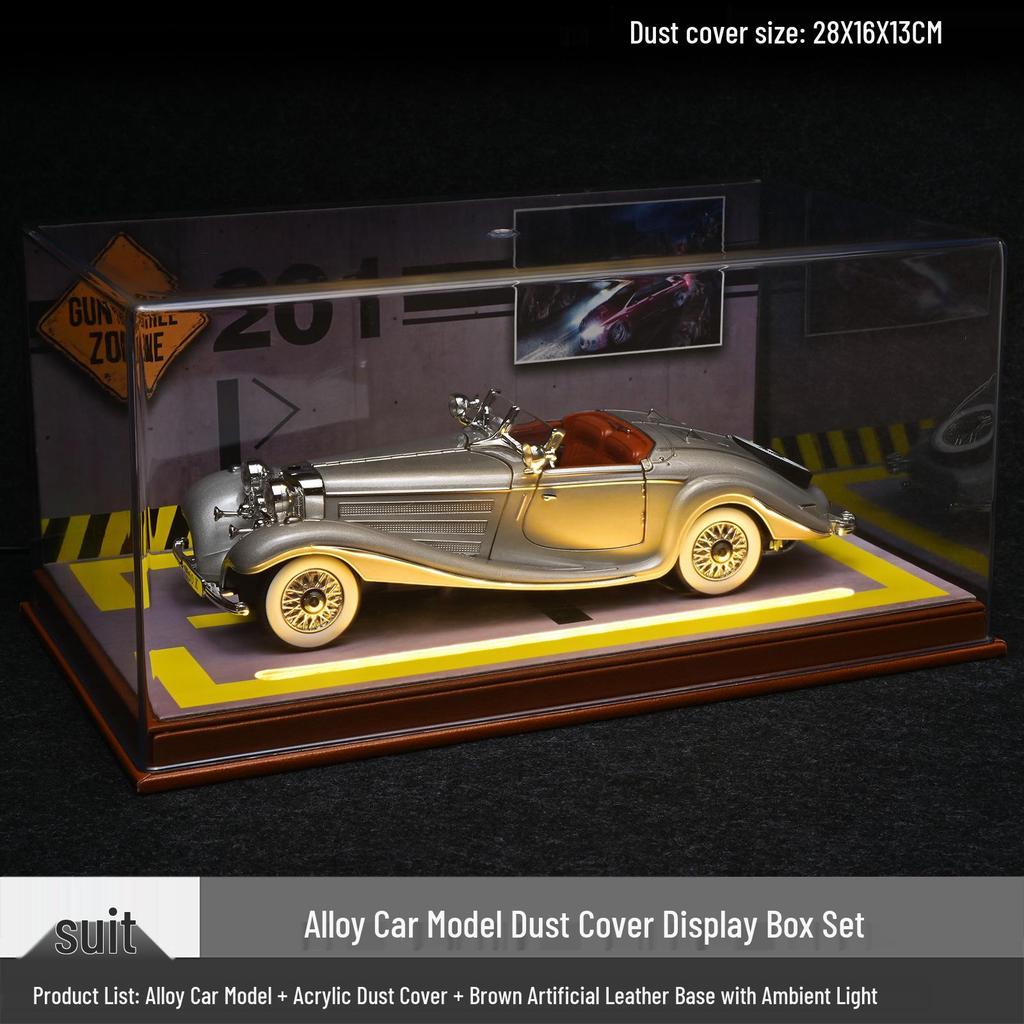 1/24 Mercedes-Benz 500K Modellauto aus Legierung mit Ton und Licht: Klassisches Retro-Ornament zum Zurückziehen, Geschenkbox zum Mittherbstfest