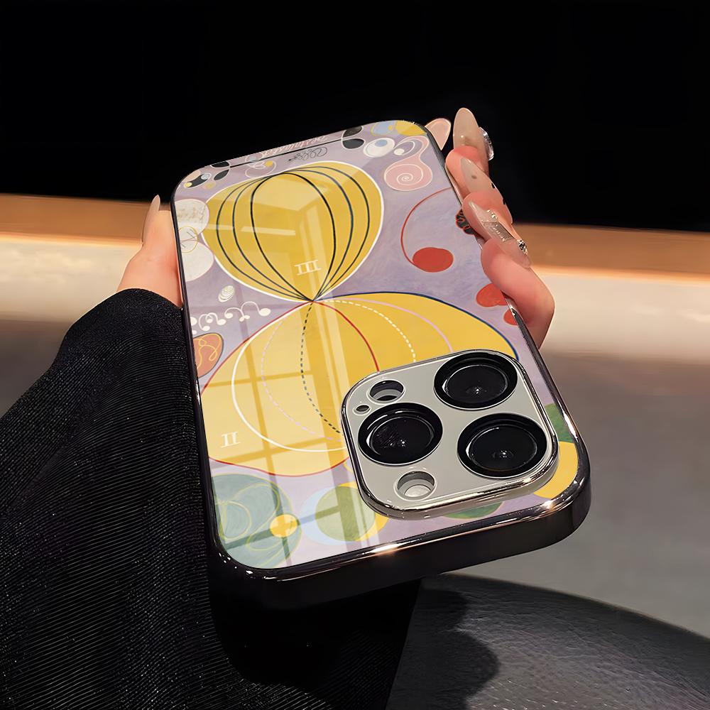 

Hilma AF Klint Poster Phone Case Luxury Glass Phone Case For IPhone 17 16 15 14 13 12 11 Pro Max Plating Frame Cover iPhone 13 Pro