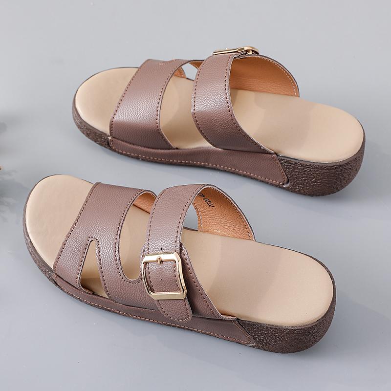 Atmungsaktive Designer-Sandalen Neue Lässige Halbe Damen-Slipper Outdoor Flats Übergröße Qualitätsschuhe für Frau Plateau-Slipper