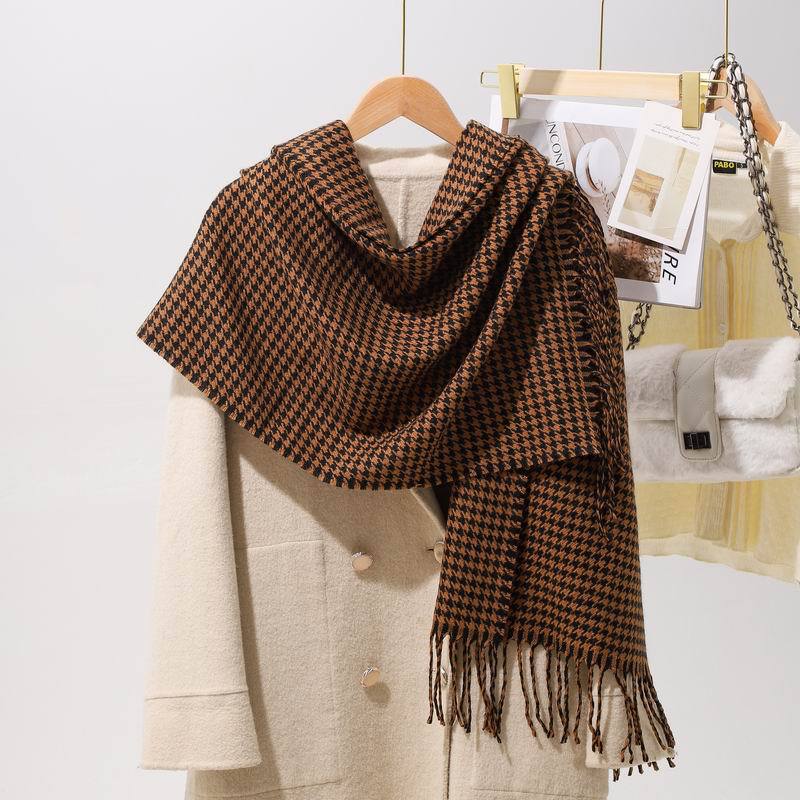 Kaszmir Zima Kobiety Kratka Ciepłe Miękkie Damskie Szaliki damskie Hiver Luxe Frędzle Damskie Bufandas szalik chusta owijka moda