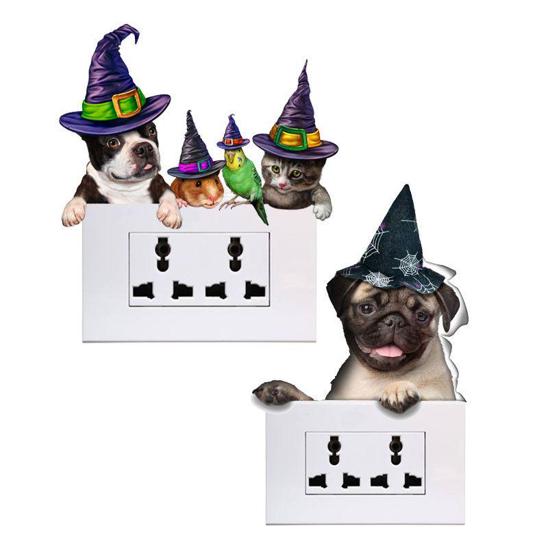 Kitten Puppy Pumpkin Halloween Sticker For Festive Home Decoration**