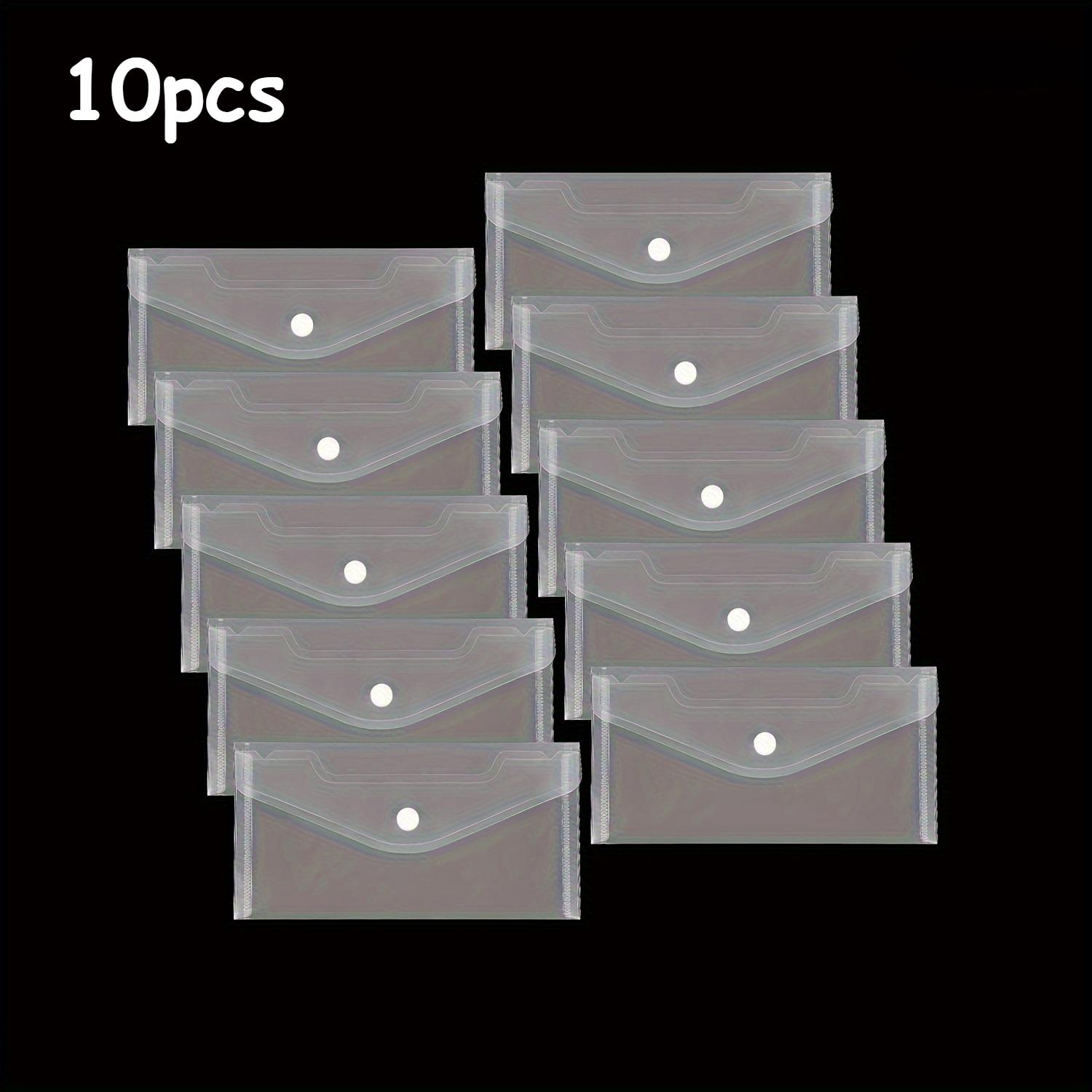 10pcs Plastic Document Bag with Snap Closure - Document & Receipt Organizer, for School, Home, Office, and Art Supplies Storage
