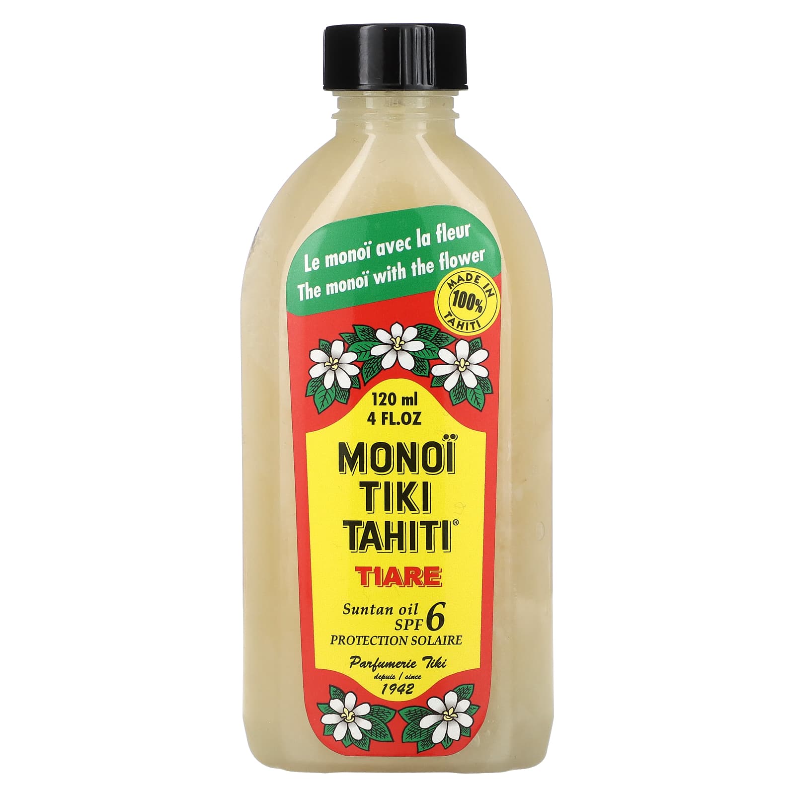 

Monoi Tiare Tahiti, защитная солерка с маслом для загара SPF 6, 4 жидких унции (120 мл)