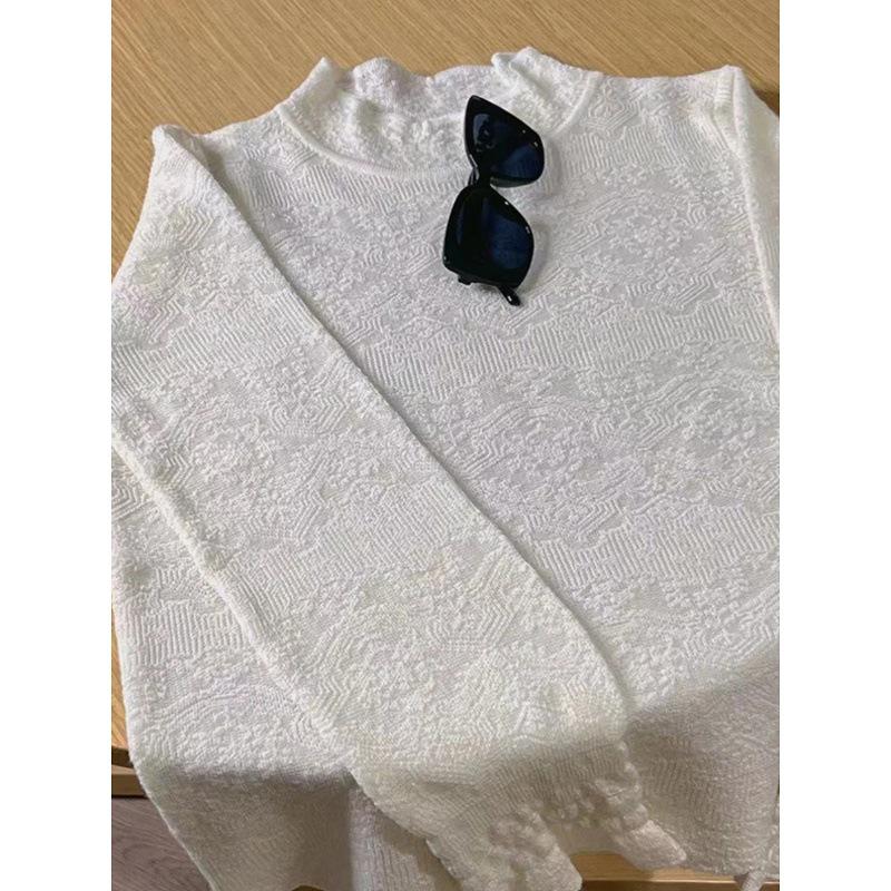 Women's Lace High Neck Sweater - 2024 Autumn/Winter Loose Fashionable Base Layer