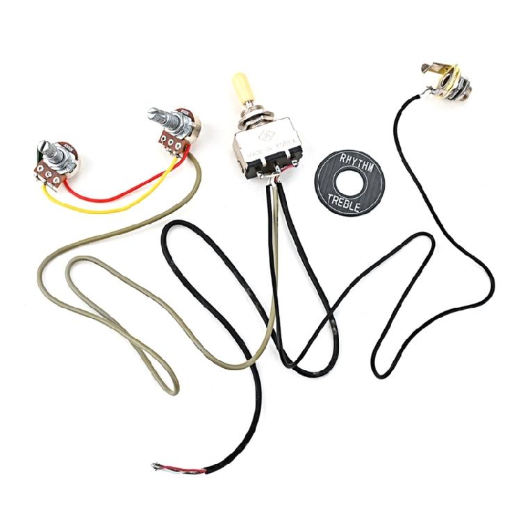 Guitar Wiring Harness 3 Way A500K 1V 1T and Jack Prewired Guitar Wiring Hareness