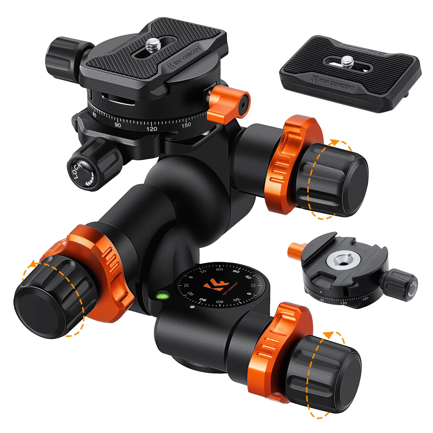 

Concept Geared Head with Gear Magnesium Quick Precision Fine Aluminum Alloy Micrometer Maximum Load Capacity 6kg K&F Handle, 3-Way Head, Head,