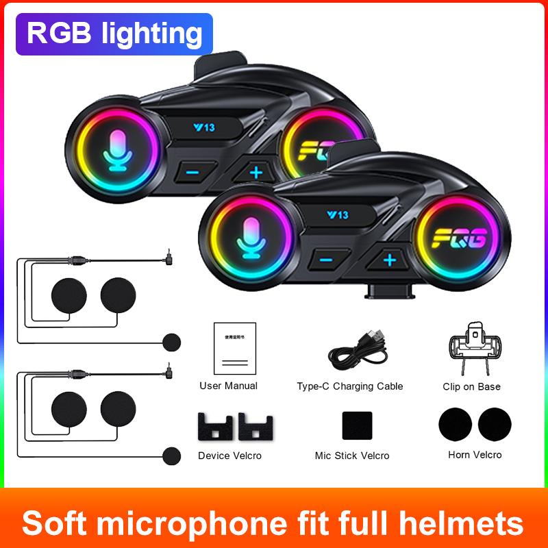 Bluetooth 6.0 Motorcycle Helmet Headset IP56 Waterproof Moto Earphone 1000mAh Super Long Standby HandsFree Call Music Player