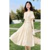 Si Shui Nian Hua Summer V-Neck A-Line Puff Sleeve Dress