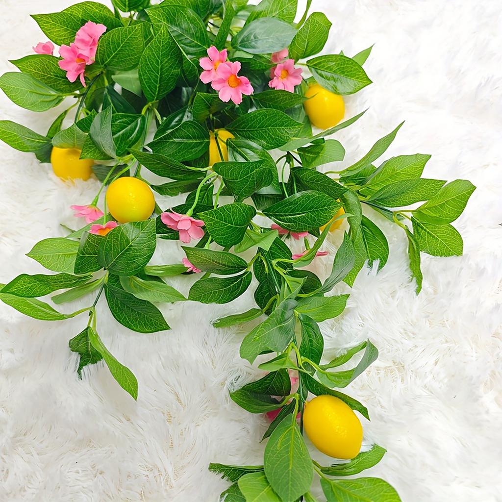 2 Pcs Spring Lemon Wall Hanging Lemon Floral Teardrop Swag Set for Indoor Outdoor Party Use