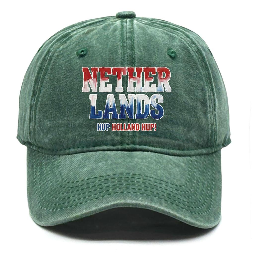 "NETHERLANDS" "HUP HOLLAND HUP" Flag Printed Baseball Hat , Adjustable Sun Hat Sporting Slouchy Lightweight Simple Dad Hat