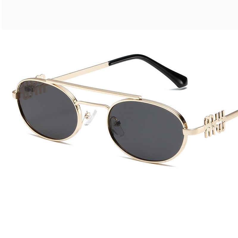 Metal Double Bridges Oval Frame Sunglasses Women Men Punk Fashion Designer Outdoor Driving Summer Traveling Sun Glasses UV400