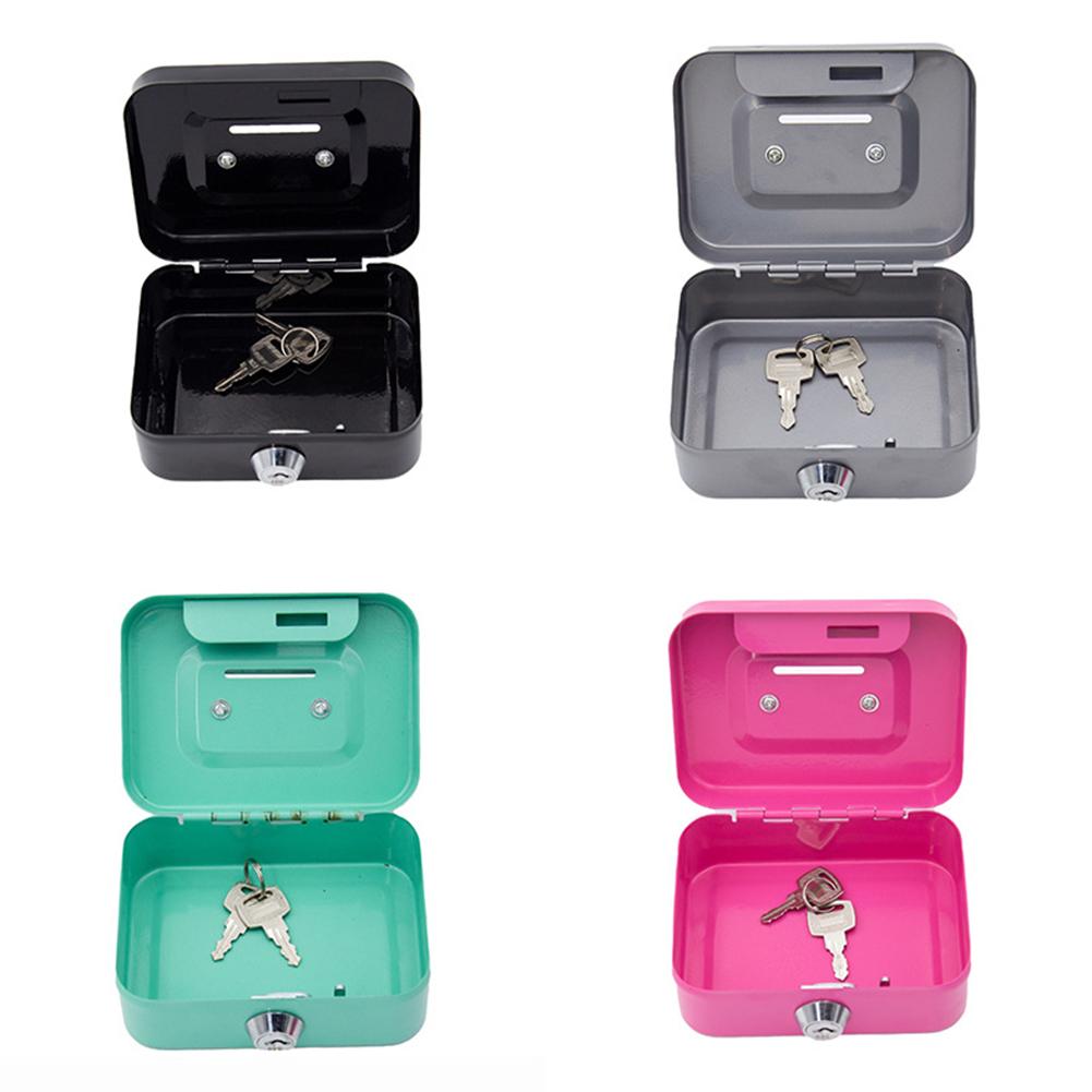 Metal Coin Bank with Key Lock Money Box 4.53x3.78x2.28inch Money Organizer Small Storage Box for Adults and Kids