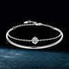 Moissanite Bracelet for Women Sterling Silver Double Chain Adjustable Cuff Bracelets Wristband Wedding Jewelry