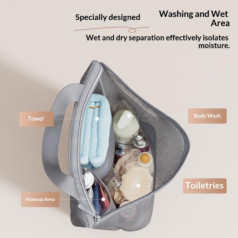 Breathable Mesh Tote With Zipper And Handle Portable Bath Organizer Bag For College Dorm Gym And Travel