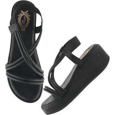 Shoetopia WomenS & Girls Black Wedges Sandal  Solid Criss-Cross Strap Design  Stylish, Comfortable, Durable Heels  Perfe