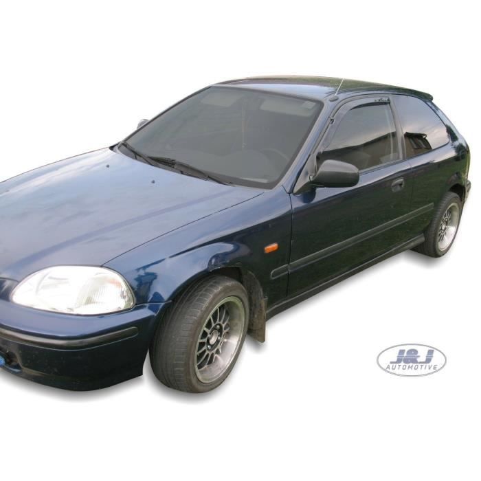 Déflecteurs d'air - J&amp;J AUTOMOTIVE - Honda Civic 3P 1995-2001 - Fumé - Acrylique renforcé - Installation facile