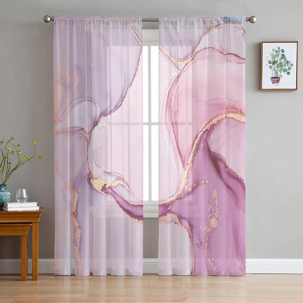Marmor Türkis Rosa Transparente Vorhänge für Schlafzimmer Wohnzimmer Dekoration Fenster Vorhang für Küche Tüll Voile Organza Drapierungen