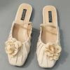 Fashion Fashion Pleated Flower Flat Sandals Women Summer Comfort Soft Soled Faux Suede Designer Shoes Concise Non Slip Beach Casual Shoe