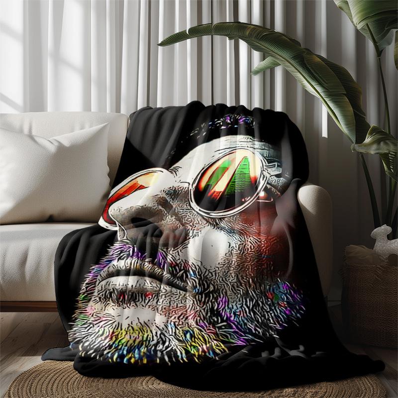 Vintage Color Portrait of a Human Face Flannel Printed Blanket Suitable for All Seasons for Living Room Office Sofa and Travel