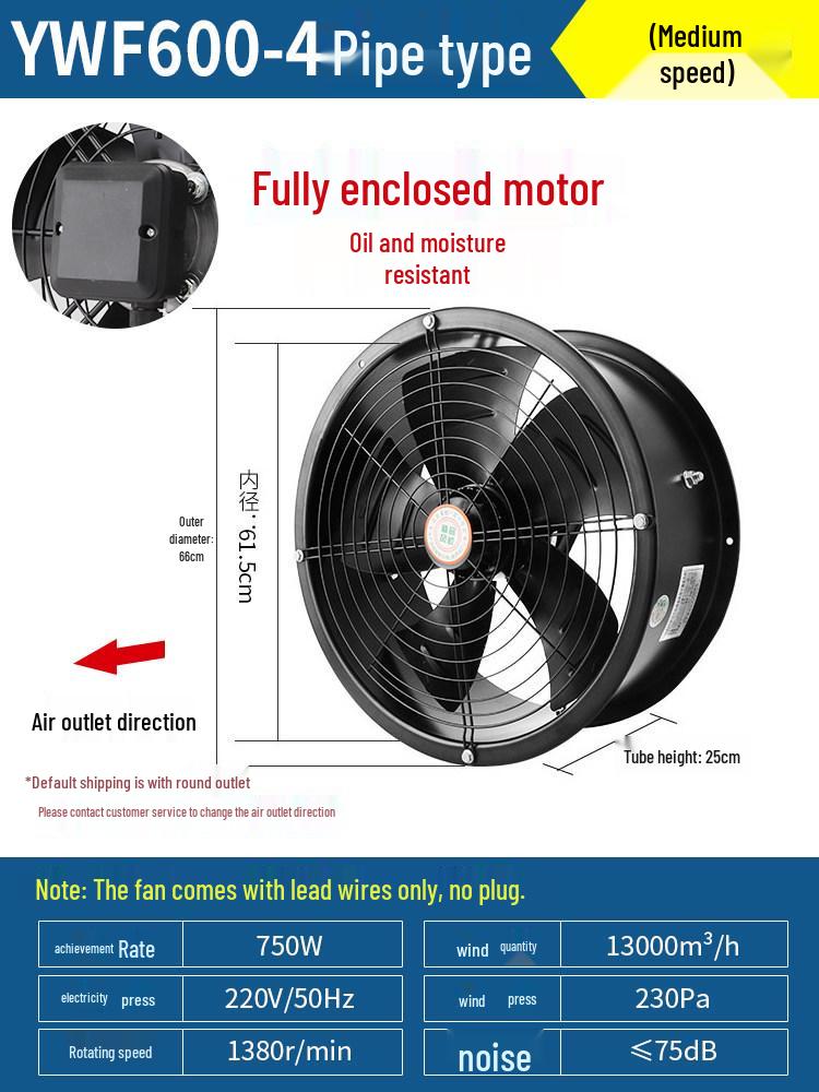 High Power Ultra-Quiet Industrial Kitchen Exhaust Fan, 220V/380V External Rotor Duct Axial Fan.