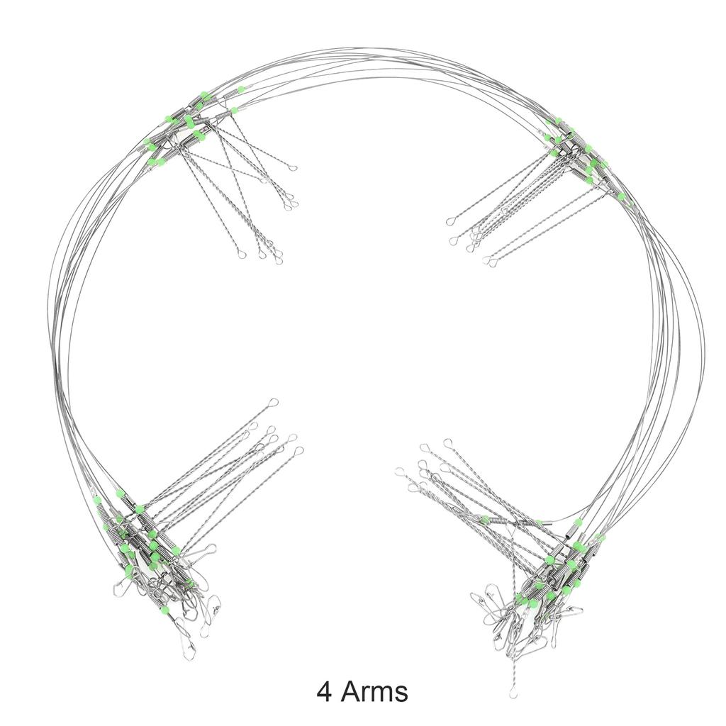10Pcs Anti-Tangle Soft Steel Wire Rigs, 70LB Line with Luminous Beads, Complete Bottom Pulley Rope Set for Saltwater Sea Fishing