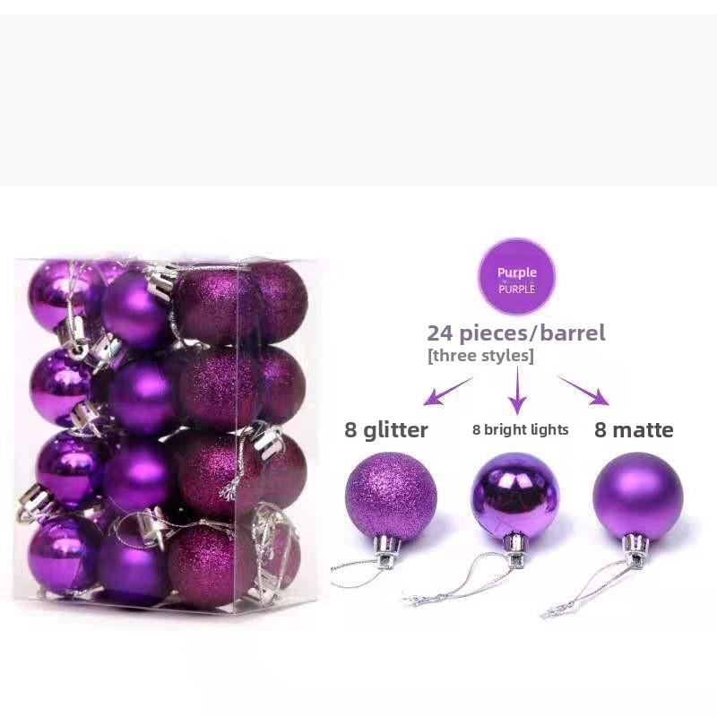 30mm Pack 24 Christmas Matte And Glitter Decor Ball Festival Props Atmosphere