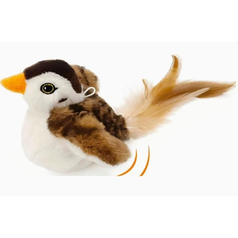 

Interactively Realistic Bird Cats Toy Entertaining Electric Bird To Flapping Wing and Sound for Indoor Pet білий