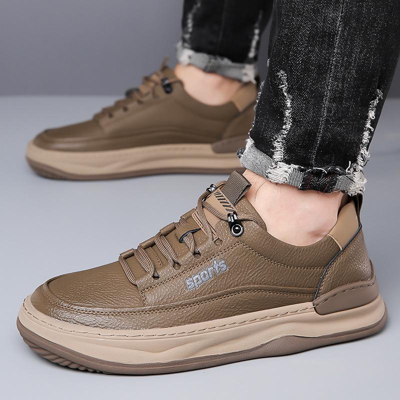 Leather Shoes Men's 2025 New Autumn Youth Sports Casual Men's Leather Shoes Trend Fashion Board Shoes 2025