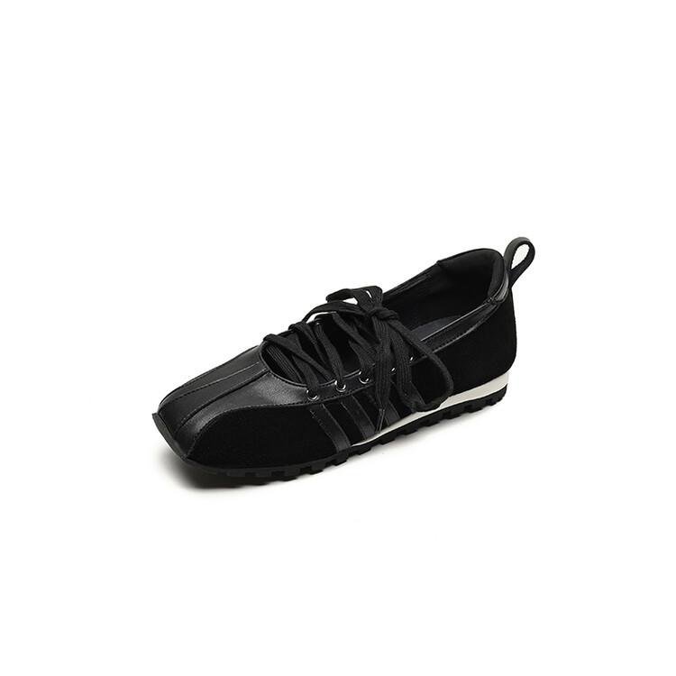 Dongdaemun popular recommendation~ leather lace-up sports shoes 2025 autumn new lightweight Mary Jane shoes