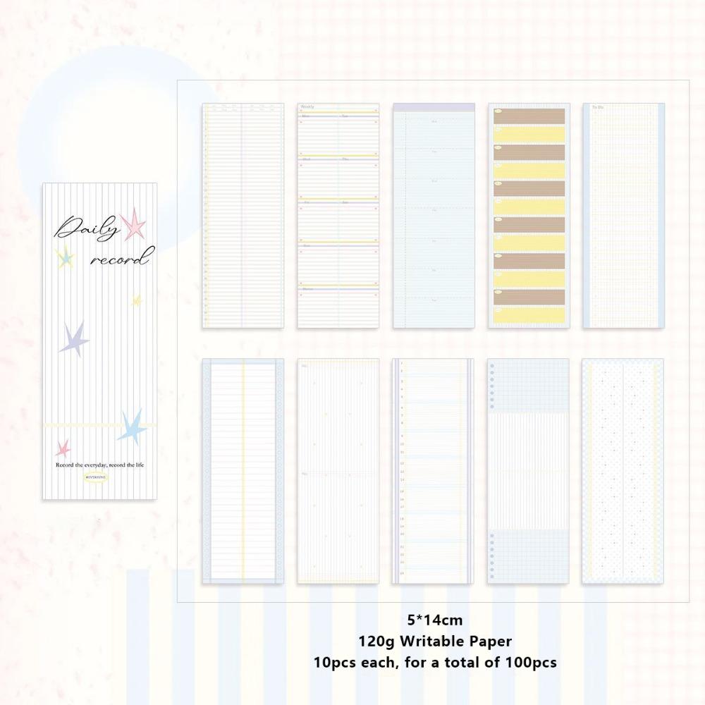 100pcs Assorted Colors Long Strip Note Pad Tearable Non Adhesive Memo Pad Craft Papers Gift
