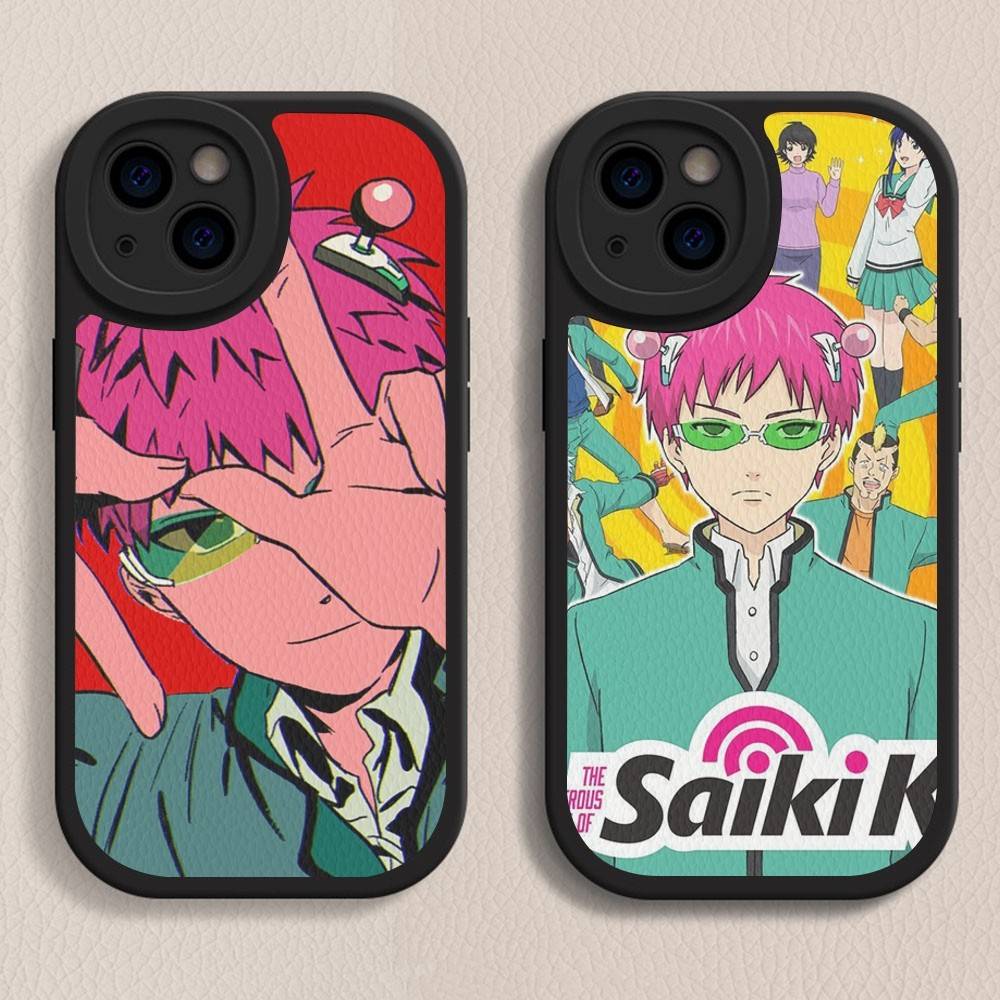 Anime Saiki Kusuo Phone Case For IPhone 16 15 14 11 12 13 Pro Max Plus Back Leather Shell
