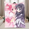 P-Puella M-Magi Madoka Magica Blanket, Madoka Homura Anime Fleece Throw, Cute Kawaii Room Decor Blanket