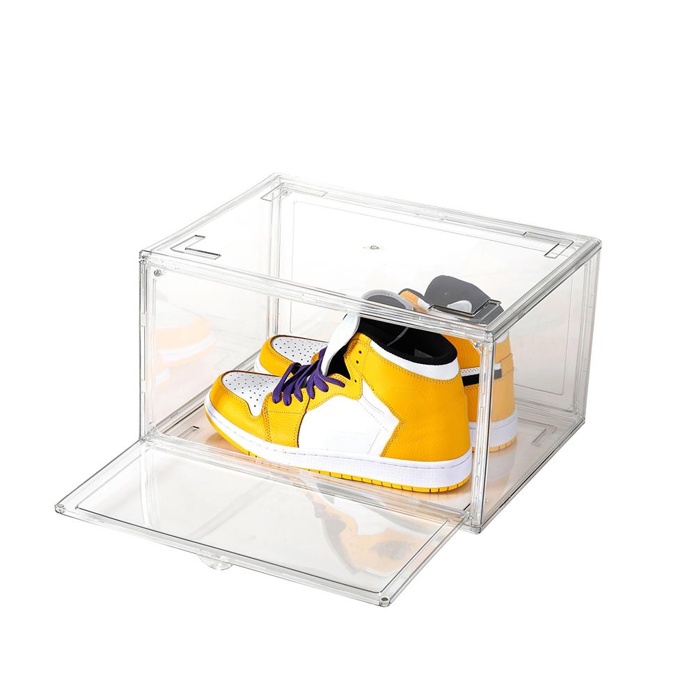 

Акриловая полностью прозрачная обувная коробка с боковым открыванием AJ, витрина для хранения обуви, магнитный ящик, складной пластиковый шкаф для обуви чистый