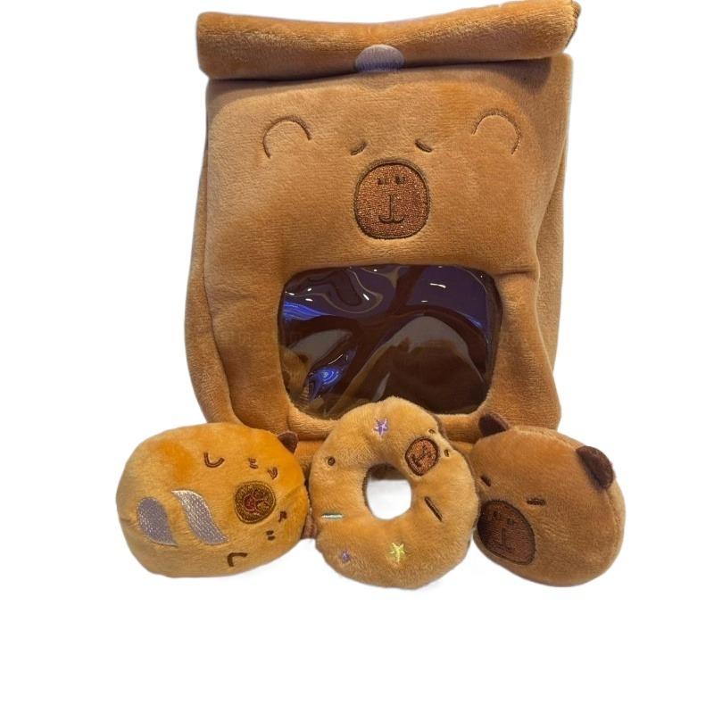Capybara Snack Bag Plush Toys Capibala Detachable Plushie Bag Soft Cartoon Bread Doll Kawaii Birthday Christmas Gift for Friends